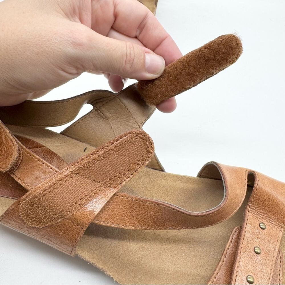 Josef Seibel Hailey 33 Strappy Hook & Loop Leather Wedge Sandals Carmel Brown 40 - Picture 11 of 12